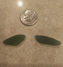 Dark Green Sea Glass Wings Pair Beach Glass Fairy Dragonfly Art Craft Barbados