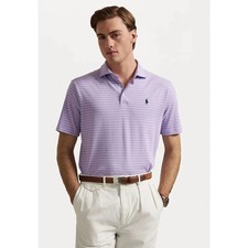 Image of Polo Ralph Lauren Classic Fit Interlock Polo Shirt XXL Purple/White Striped NWT