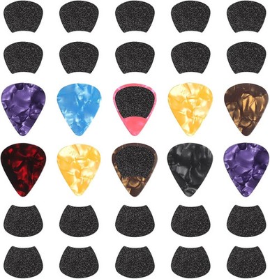 60pcs Guitar Picks Grips, Anti slip Sand Grips with 10 Guitar Picks, Self-Adhesi