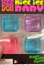 NEW NeeDoh Nice Ice Baby 4 pack, Set of 4 MINI Nice Cubes Pink Purple 2 Blue