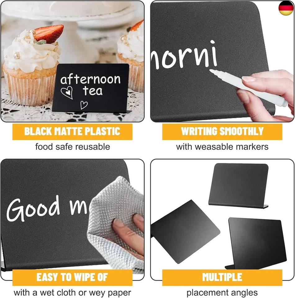 12 Kreidetafel Klein Set, Mini Tafeln zum Beschriften, Preisschilder Aufsteller - Bild 3 von 4