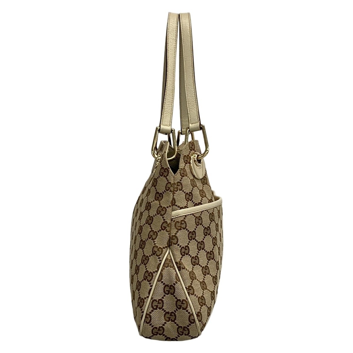 Y0120 GUCCI Eclipse/GG pattern handbag beige x iv… - image 2
