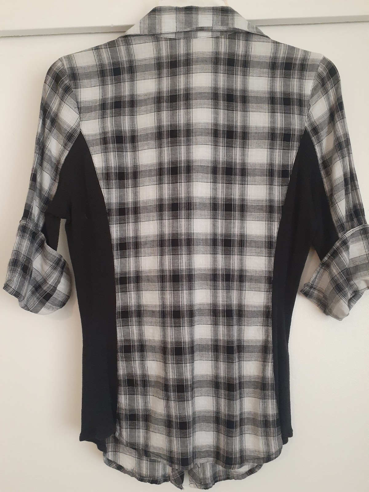 Buffalo Plaid button down collared 3/4 sleeve shi… - image 3