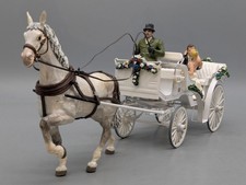 Set statuine in peltro 1:24 Distler Schuco 873 0025 carrozza nuziale con scatola originale