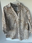 Chico's braun und weiß Zebra Print Tunika Bluse Top 3/4 Ärmel Gr. 0 Small
