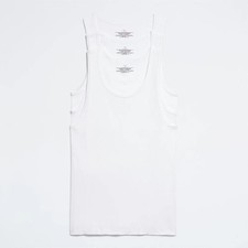 3 Pc Men 100 Cotton A-Shirt Tank Top Ribbed Undershirt Beater White NEW