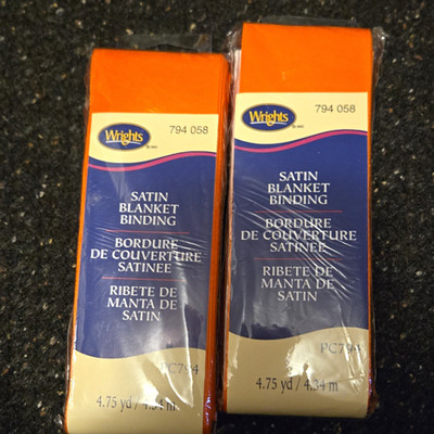 Wrights Satin Blanket Binding Trim Orange Polyester 4.75 yd x 2 Packs NEW
