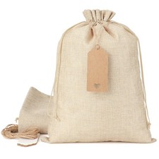 Burlap Bags with Drawstring - 10Pcs 10x14 Gift Sacks for Wrapping Favors, Clo...