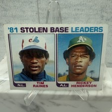 1982 Topps - #164 Stolen Base Leaders - Tim Raines - Rickey Henderson - HOF