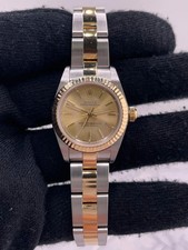 #50 Rolex Oyster Perpetual 25mm Champagne Dial 18K YG & SS Oyster 76193