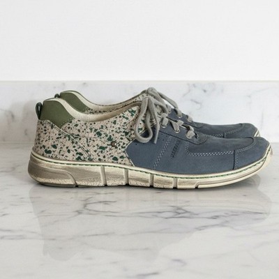 Kacper Men s EU 42 Leather Upper Blue Green Splatter Lace Up Comfort Sneakers