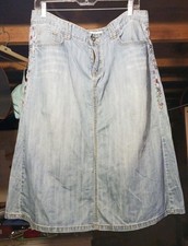 Vintage Tommy Hilfiger Mid-length Y2K Jean Skirt With Embroidery Accents