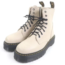 Excellent Dr.Martens JADON3 Thick-soled lace-up 8-hole boots Ivory leather mens