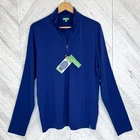 Benetton 100% Merino Wool 1/4 Zip Base Layer Shirt Blue Mens Medium NEW NWT
