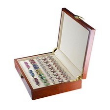 Antique Large Wooden Box Case Ring Earring Jewelry Display Storage Organizer