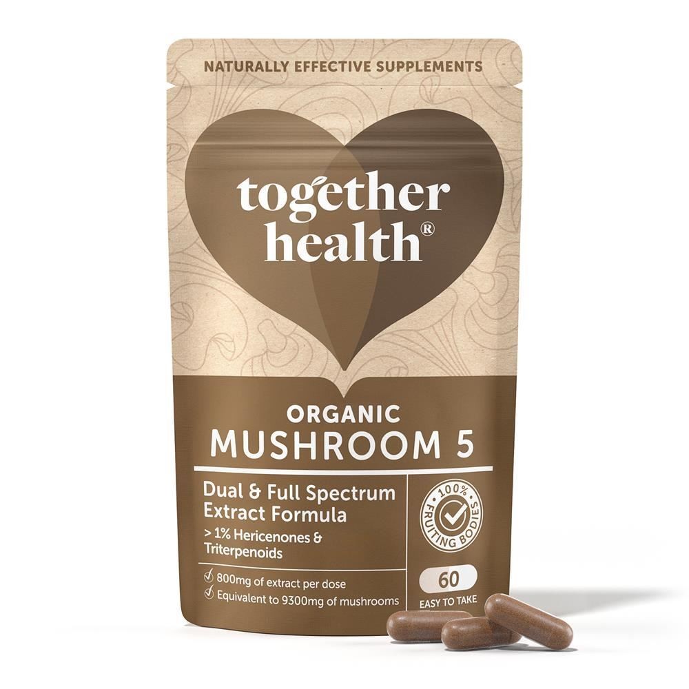 Together Organic Mushrooms 5 Complex | High Strength 10000Mg 20:1 Dual Extract Full Spectrum | 100% Fruiting Bodies | Guaranteed 40% Polysaccharides & - Image 5