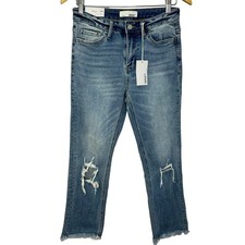 Vervet Jeanne High Rise Distressed Crop Str Slim Straight Jeans Stretch Women 26