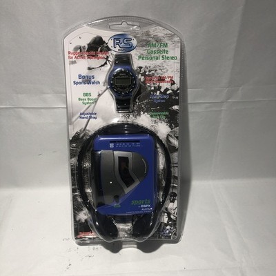 GPX RS Rugged Sports Cassette Player AM/FM Stereo With Headphones Sports Watch