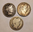 Lot of (3) Cull Barber Half Dollars, 1897P, 1901S &, 1913D  no Reserve
