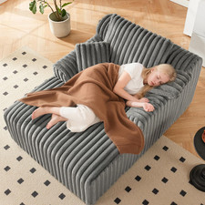 63" Oversized Chaise Lounge Chair Indoor, Boneless Couch Chair with 3 Pillows, C