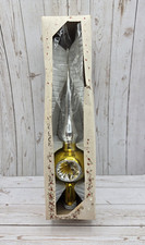 Mercury Blown Glass Indent Vintage 11" Christmas Tree Topper Silver/Yellow AS IS