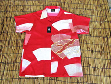 Vintage Kimono Remake Aloha Shirt M Silk Handmade Japan Haori Fabric 822 NEW