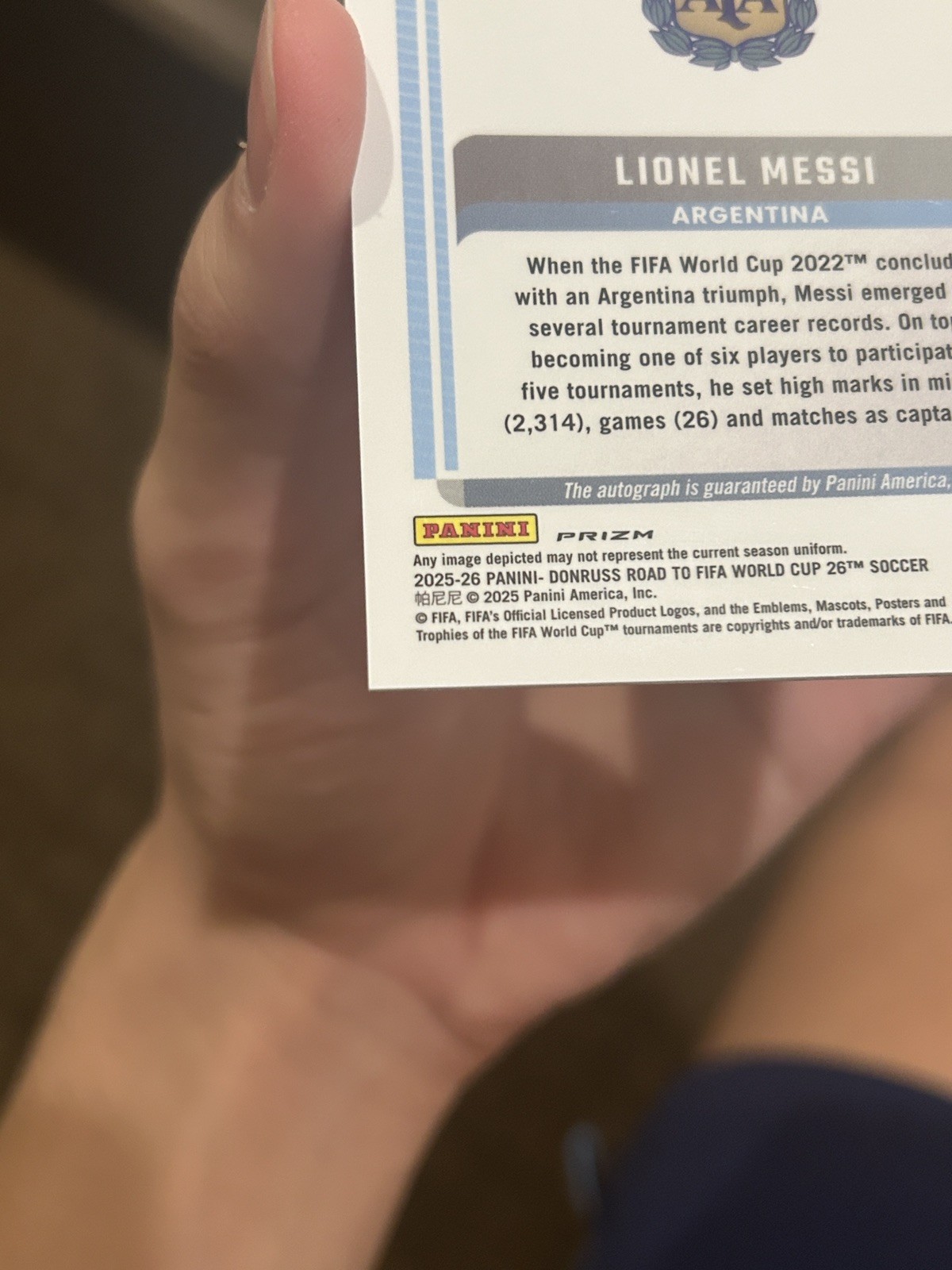 2025-26 Panini Donruss Road to World Cup Signature Series Lionel Messi Pink Auto view 5
