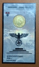 1937  - 1939 Germany 10 Reichspfennig Bronze  - WWII - 95x55 mm