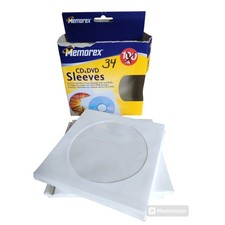 Memorex White Paper CD/DVD Sleeves with Clear Window & Flap - 34 PK