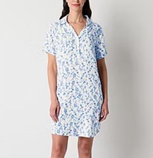 NWT Women's Large Liz Claiborne Cool & Calm Whisper Vine Blue Floral Nightgown