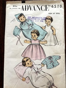 Advance Sewing Pattern - 14" Doll Clothing - Vintage 1950s - #6570