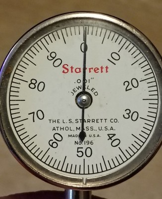 NOS 1960's Starrett Dial Test Indicator - 196B1 Original Box & Papers