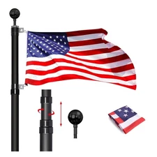 Heavy Duty 25FT Telescoping Flagpole with 3x5 American Flag - Durable Outdoors