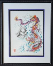 Original Vintage Signed 1991 Paul Jeffries Watercolor Painting, Tattoo Flash