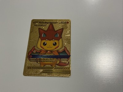 Pikachu Tag Cosplay Mega Charizard Y Gold Foil FanArt Pokemon Card