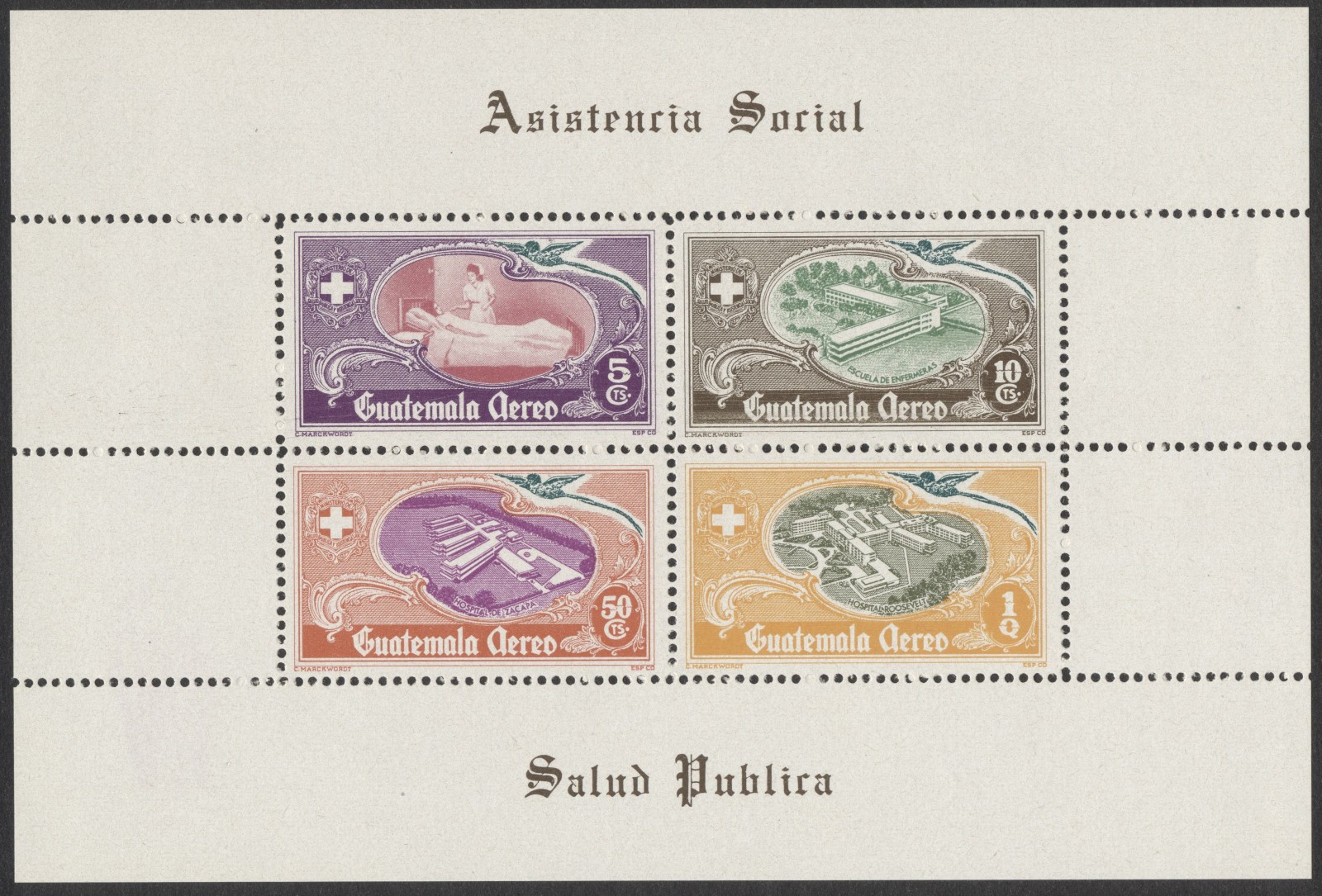 Guatemala #C180a National Hospital Fund 1950 Airmail Souvenir Sheet Nurse MNH