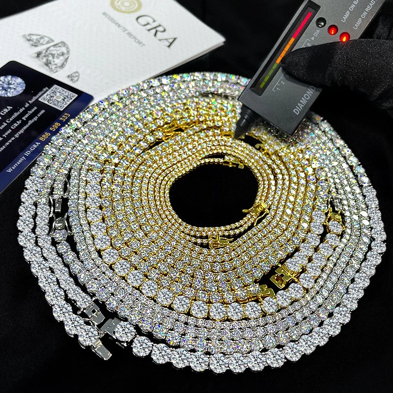 2-6.5mm VVS MOISSANITE Tennis Chain Necklace - 925 Sterling Silver - Men Women - Image 4 of 4