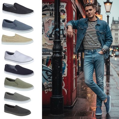 Herren Slipper Schuhe Freizeit Canvas Espadrilles Deck Turnschuhe Pumps Größe