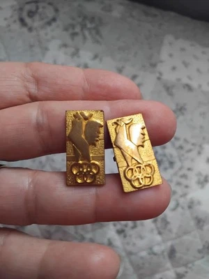 Paire Bouton Manchette vintage Dore JO Jeux Olympiques Coq Français - Photo 1/2
