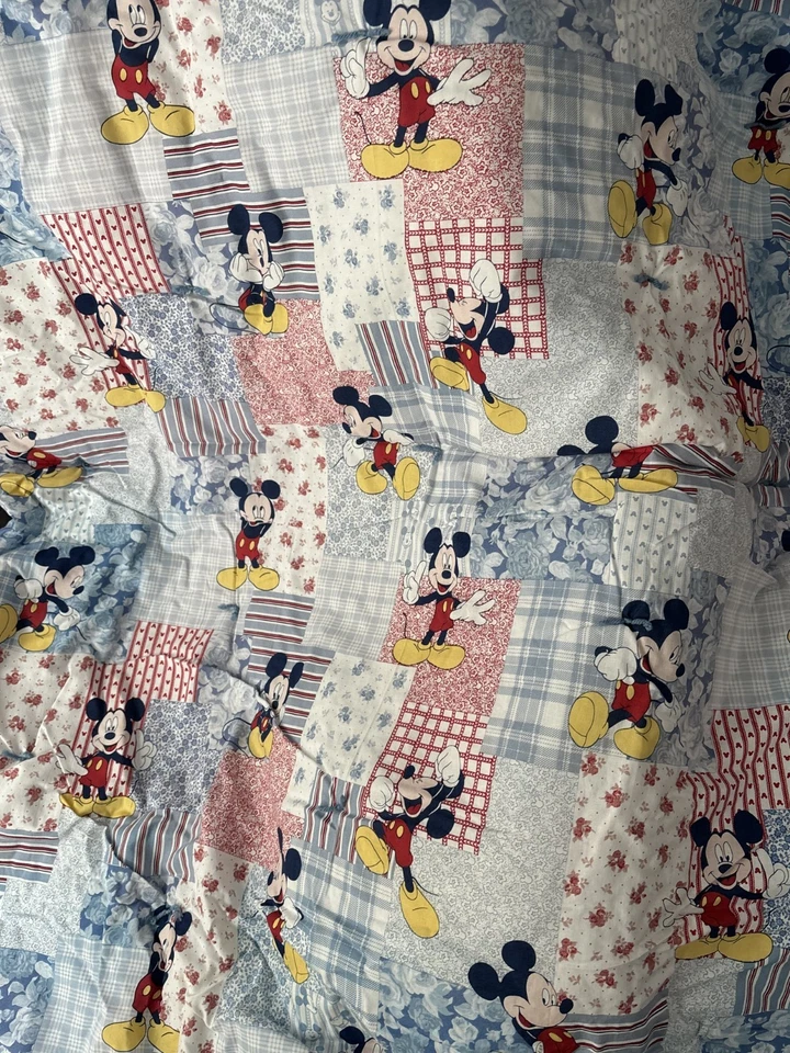 Manta bebé infantil vintage Disney Mickey Mouse ABC acolchada hecha a mano 70" x 40" Foto 4 de 4