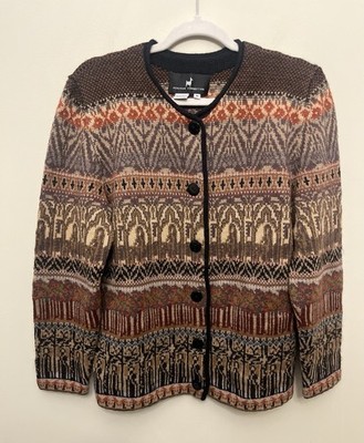 Peruvian Connection 100% Alpaca Wool Art-Knit Trellis Cardigan Women's Medium