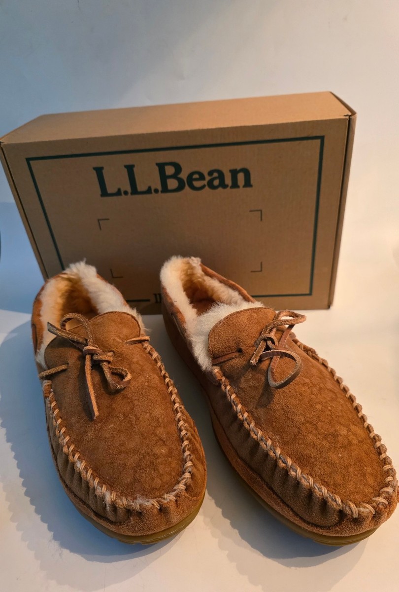 LL Bean Mens 12M Dappled Suede Wicked Good Shearling Lined 