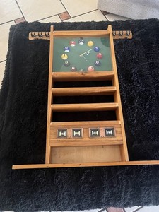 vintage wooden pool rack holder with clock