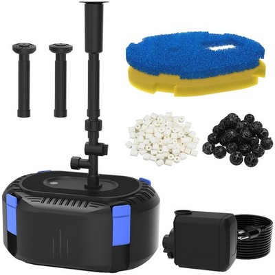 All-in-One Koi Pond Filters for Outdoor Ponds 500-750 Gal, Pond Fountain Pump...