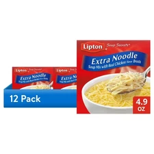 (12 pack) Lipton Soup Secrets Extra Noodle Soup Mix with  4.9 Oz, 2 Pack