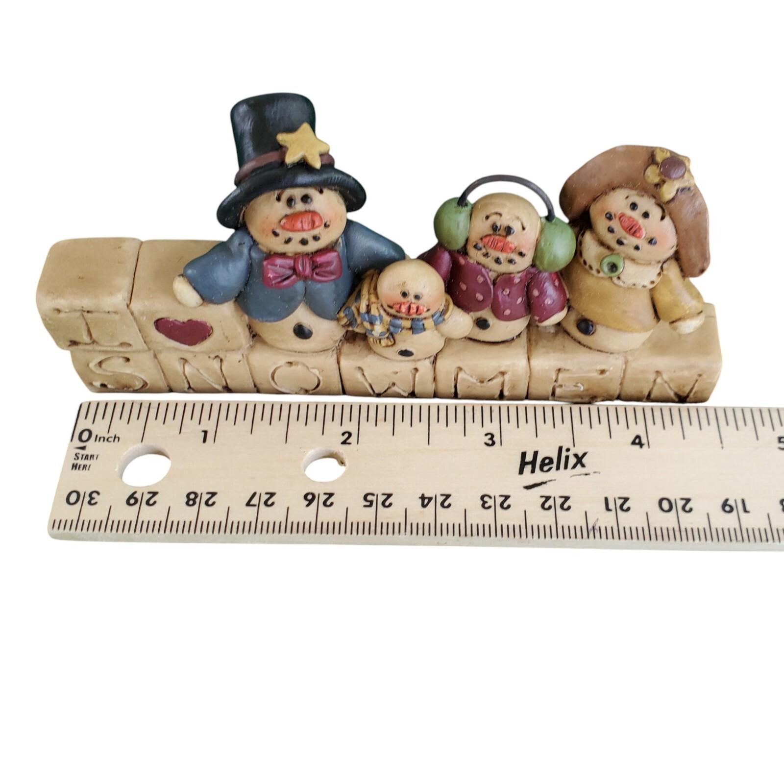 Vintage Suzi Skoglund I Love Snowmen Figurine Shelf Table Resin Snowman Family