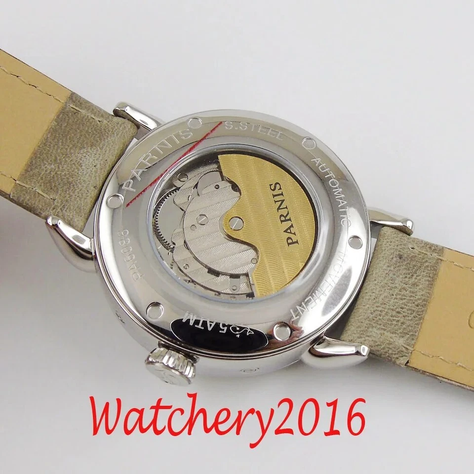 Reloj Mecánico Parnis 42mm GMT Caja Plateada Automático Lujo Estilo Precisión Foto 4 de 4