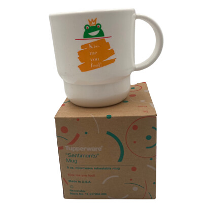 Tupperware Sentiments Coffee Mug Vintage 9 oz. Frog Microwave Reheatable