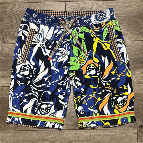 Robert Graham Classic Fit Lined Board Shorts Swim Trunks Skull Multicolor 30