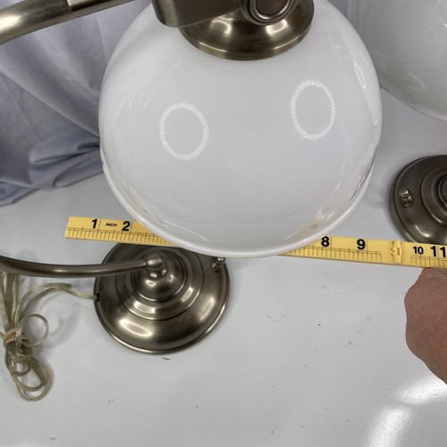 2 Pottery Barn Industrial Modern Desk Lamp Milk Glass Shade Helmut Lamps Retro - Picture 18 of 18